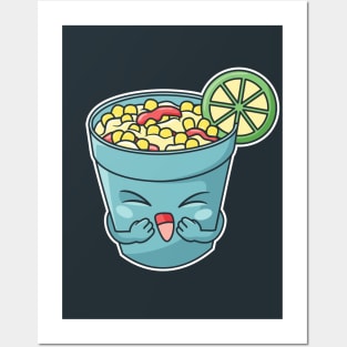 Cartoon Elote Corn in a Cup Posters and Art